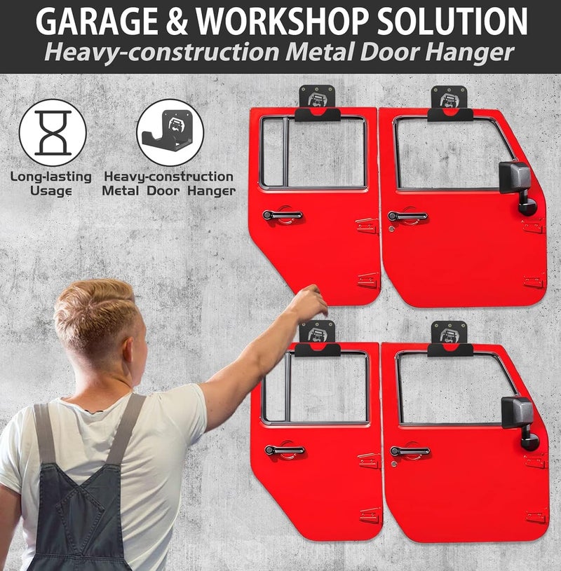 WIPHANY Tunnel Car Pattern Detachable Door Hanger with Rubber Wall Mount Door Hanger Storage Holder Bracket Rack On Garage 4 PCS - Image 4